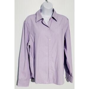Lauren Ralph Lauren Womens Light Purple Long Sleeve Oxford Shirt Size XL Preppy
